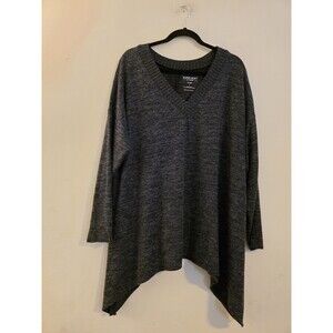 Torrid Size 1(14/16)Gray Super Soft Plush V-Neck Drop Shoulder Sharkbite Hem Top